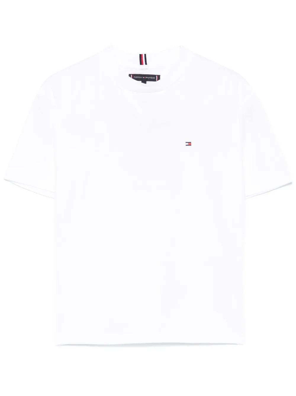 Tommy Hilfiger Junior Logo-embroidered T-shirt In 白色
