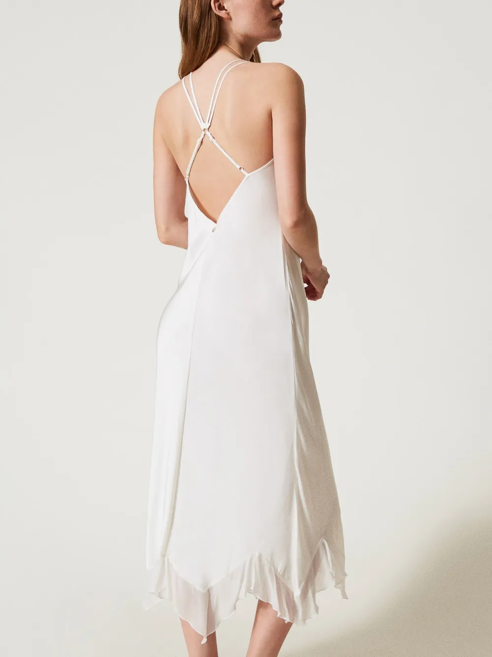 TWINSET Satijnen maxi-jurk Beige