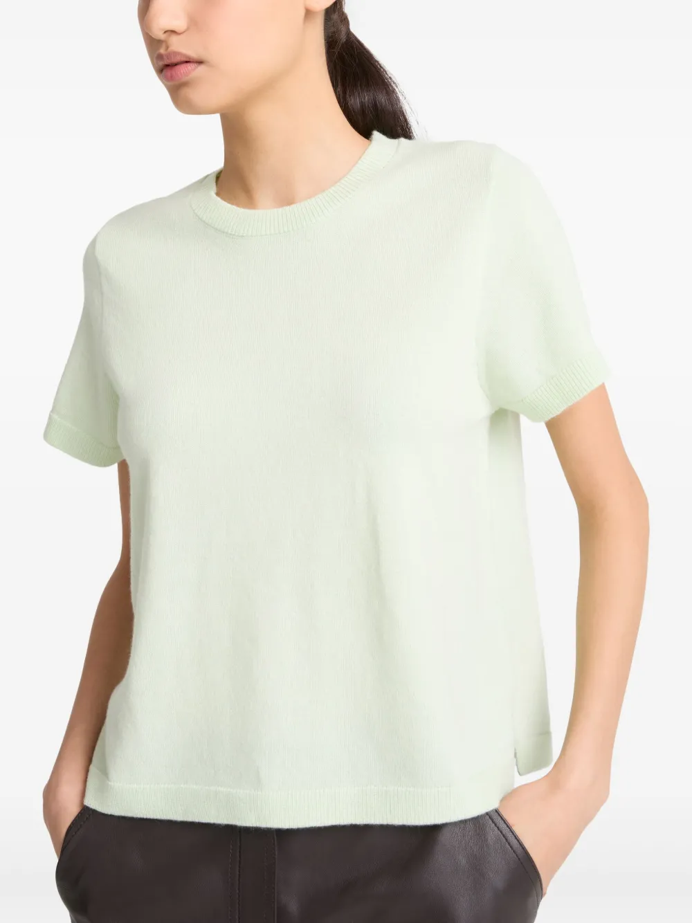 Yves Salomon Fine-knit T-shirt In Silver