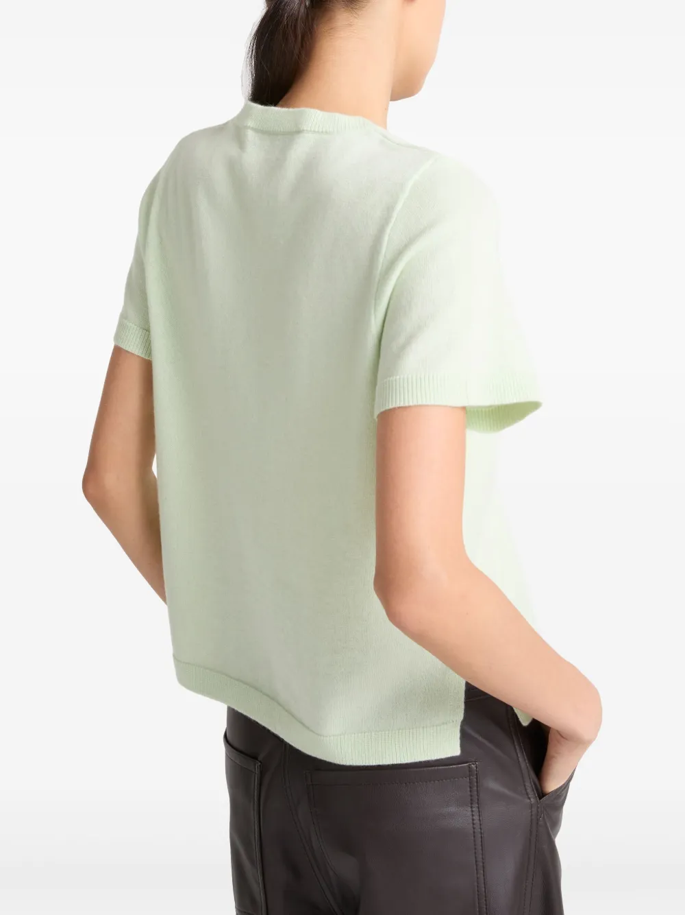 Yves Salomon Fine-knit T-shirt In Silver