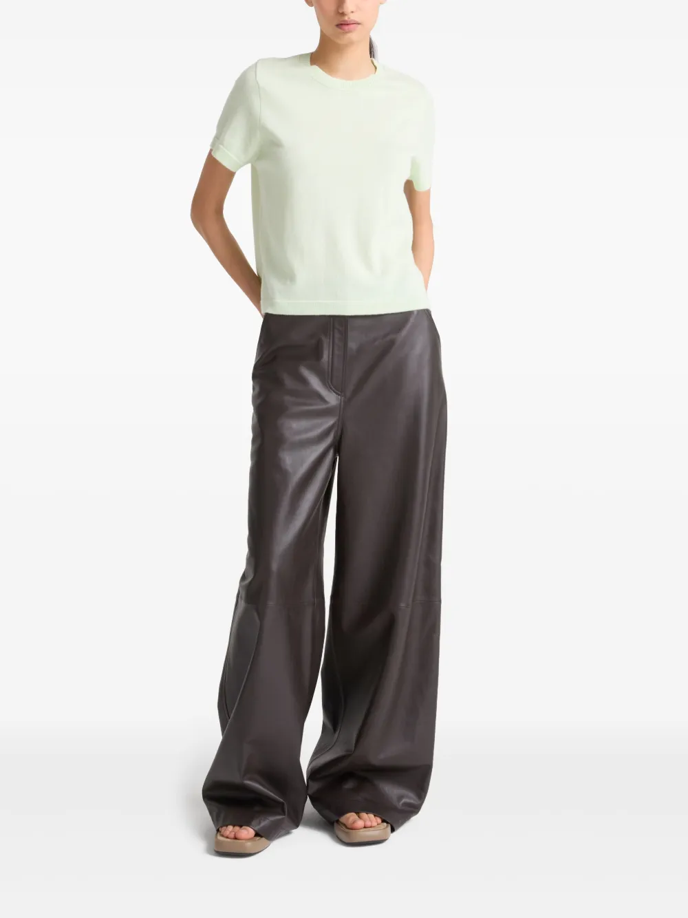 Yves Salomon Fine-knit T-shirt In Silver