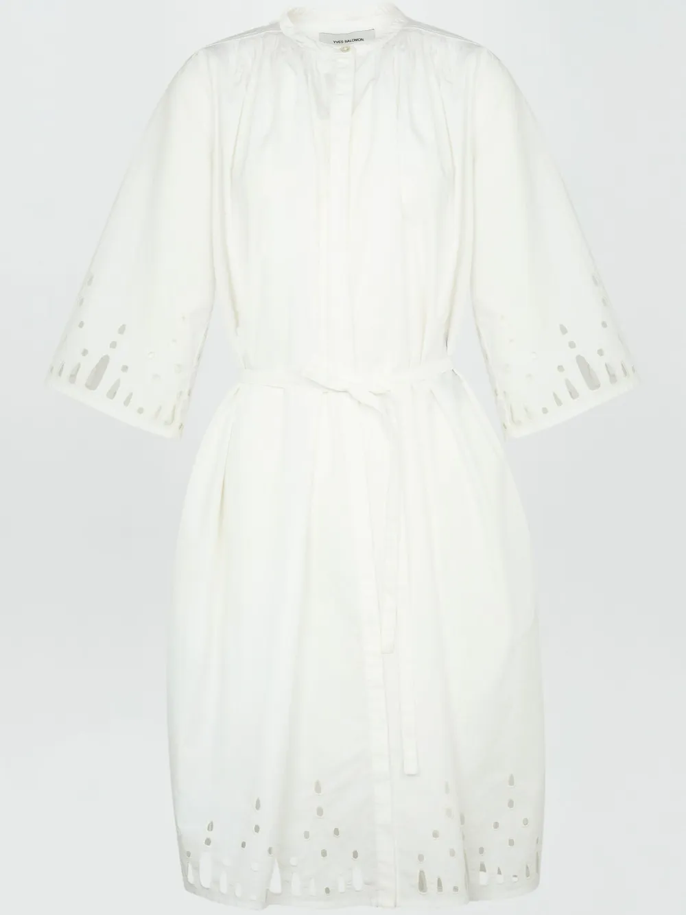 Yves Salomon Pleated Midi Dress In Weiss