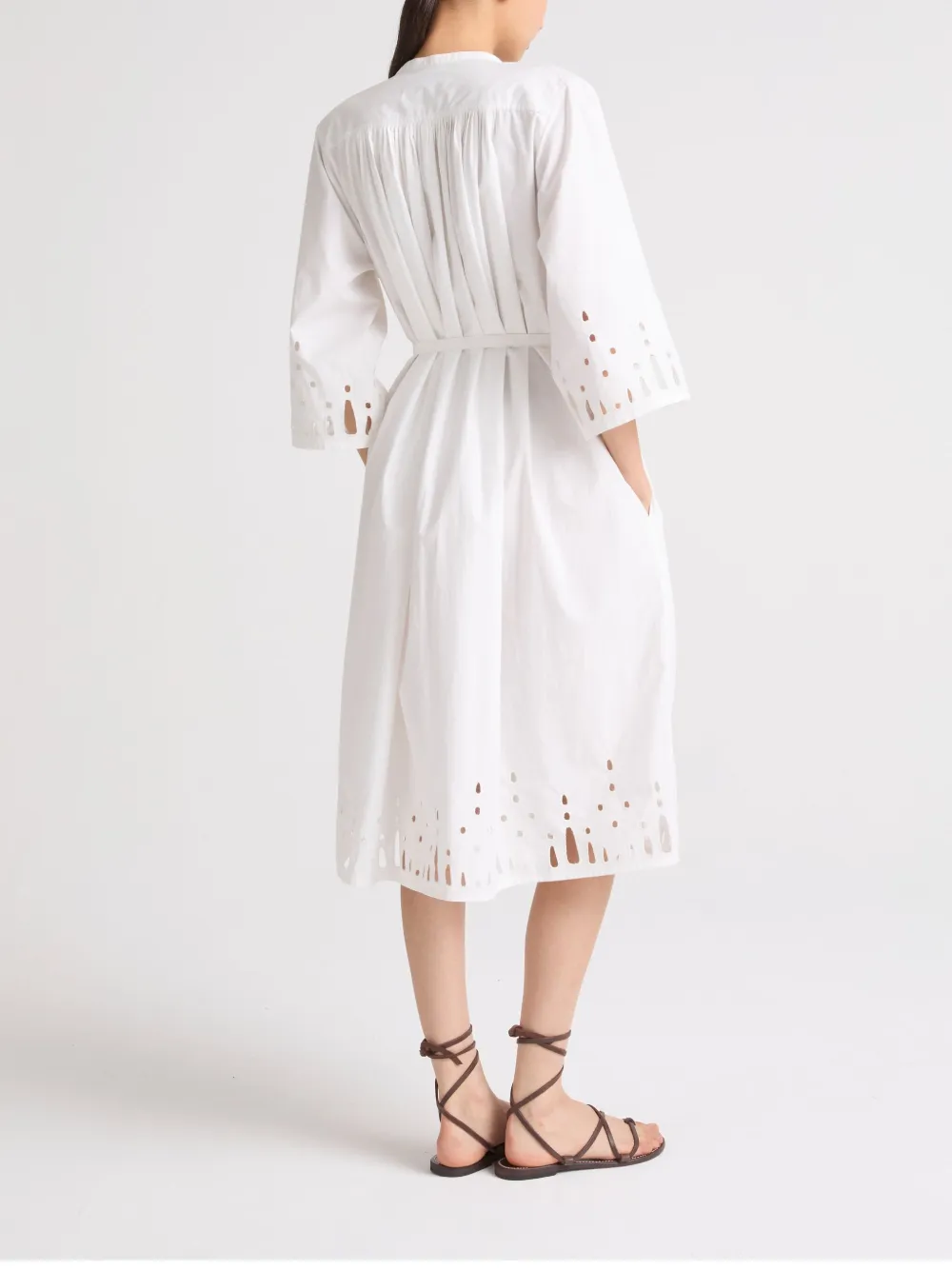 Yves Salomon Geplooide midi-jurk Wit