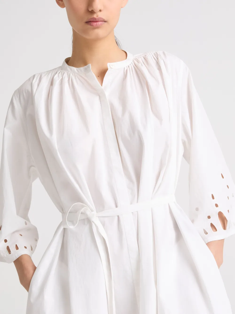 Yves Salomon Geplooide midi-jurk Wit