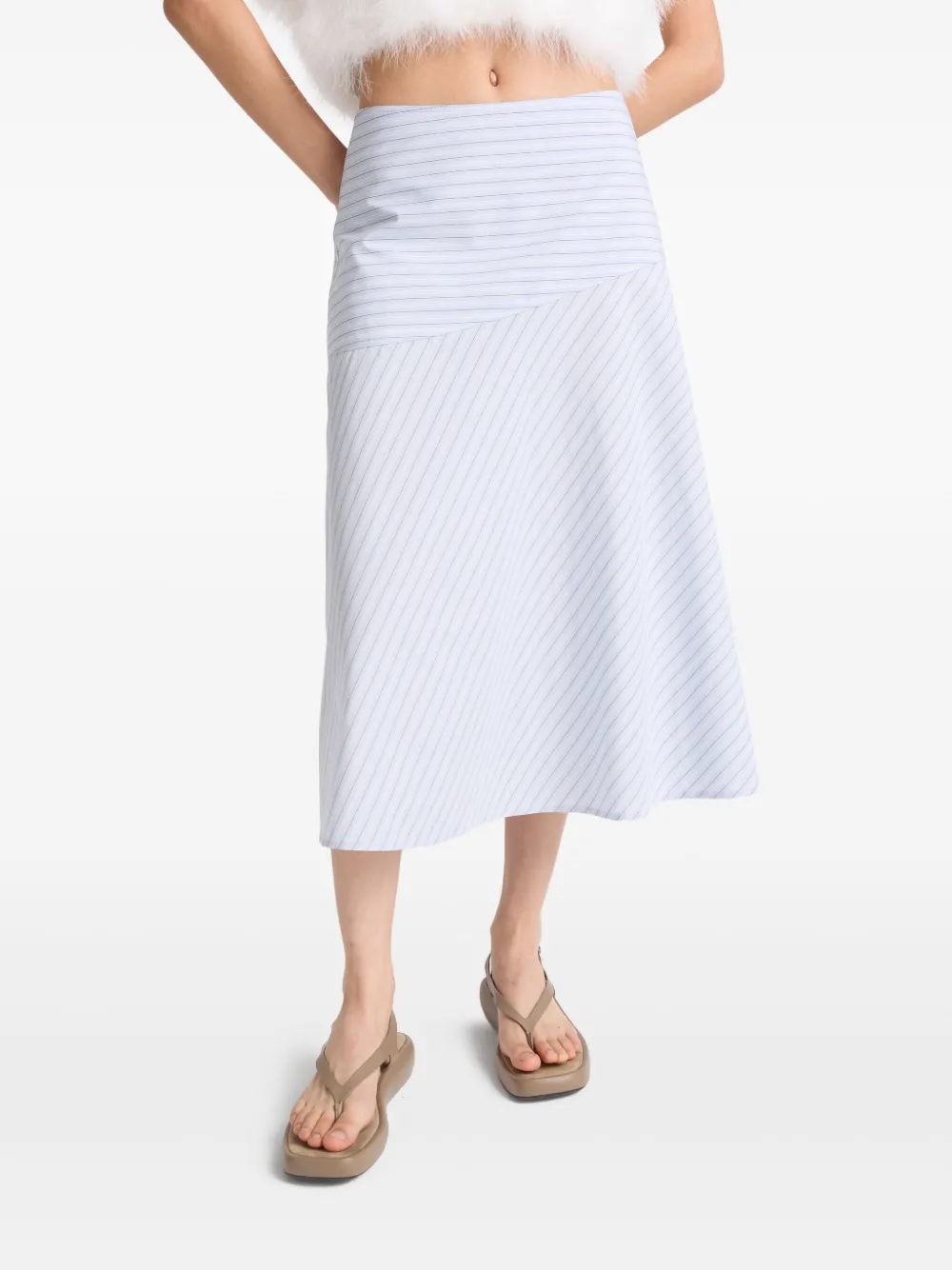Yves Salomon Cotton A-line Skirt In Blue