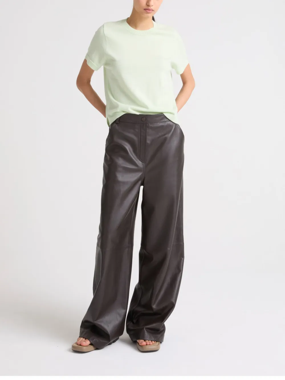 Yves Salomon leather trousers - Bruin