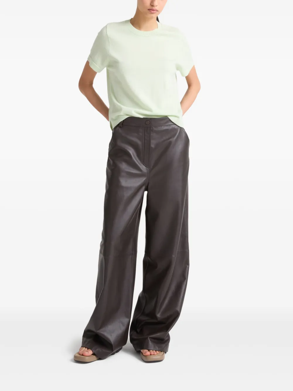 Yves Salomon Leren broek - Bruin