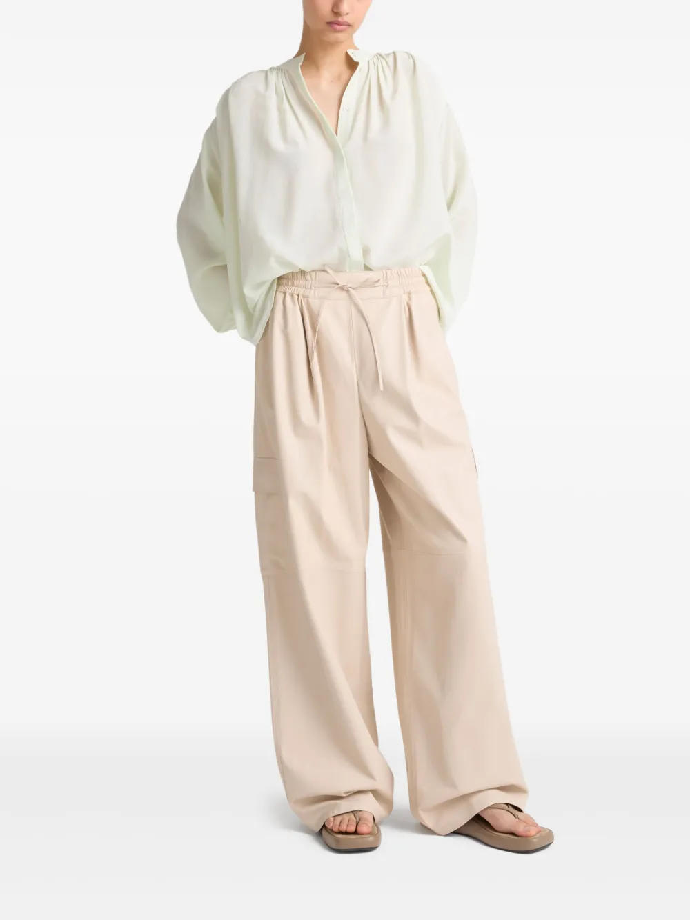 Yves Salomon Leren broek - Beige