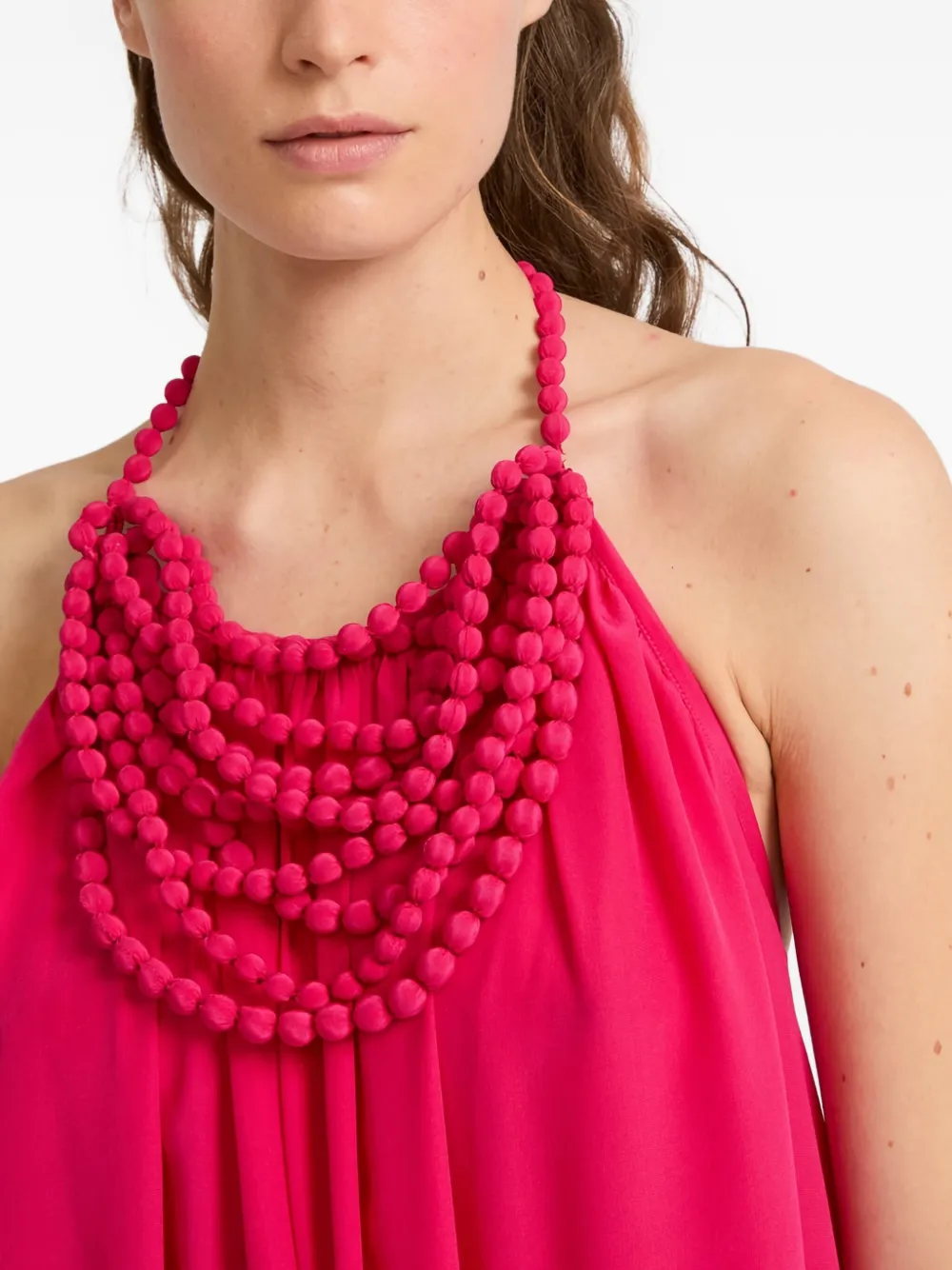 Yves Salomon Crêpe maxi-jurk met kralen Roze