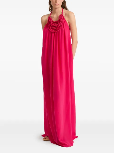 Yves Salomon beaded-neckline crepe maxi dress