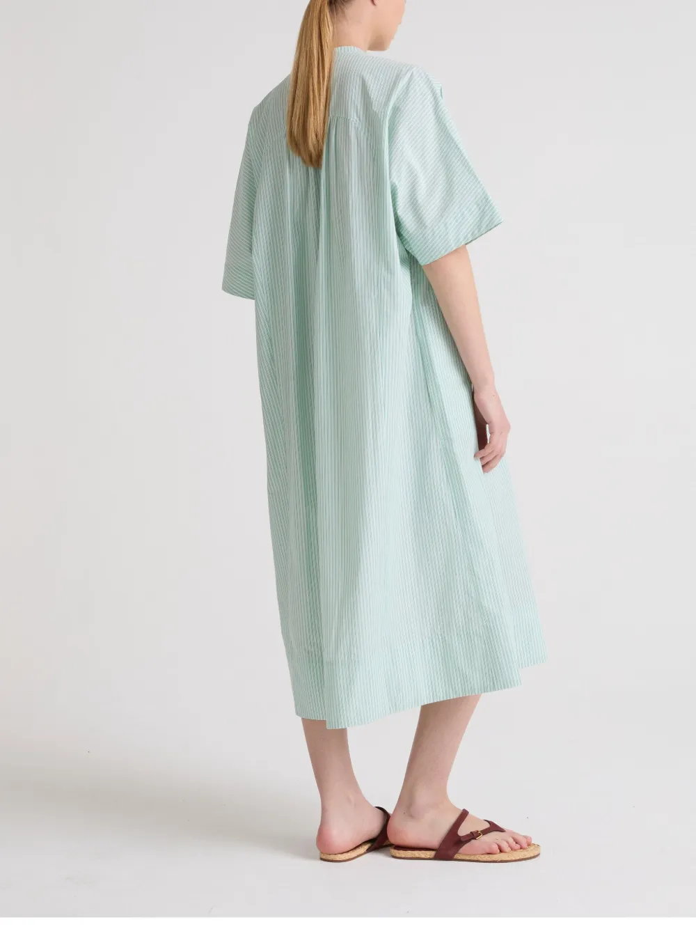 Yves Salomon Striped Midi Dress In Grün