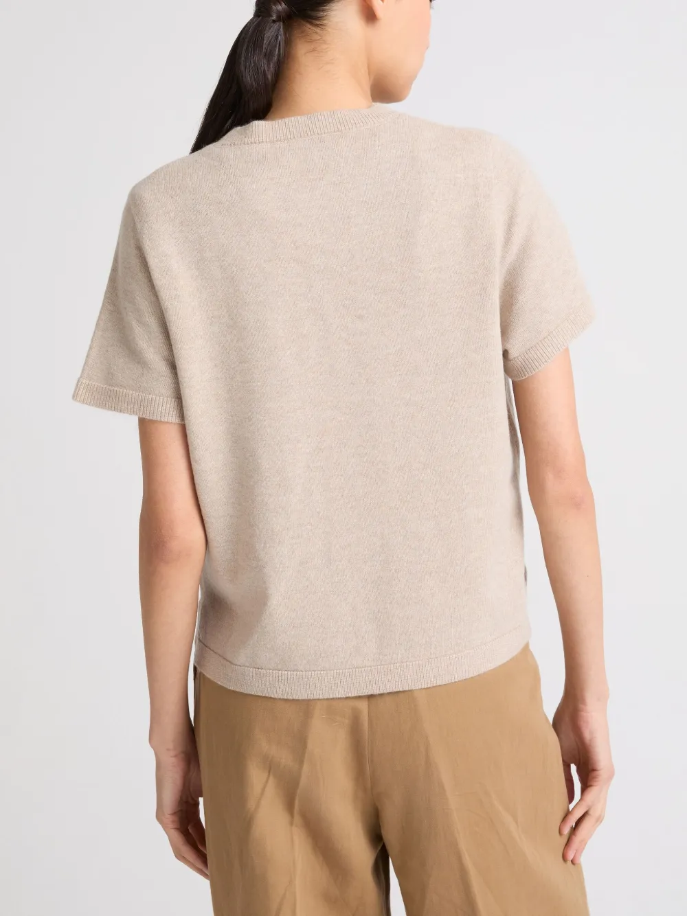 Yves Salomon Fijngebreid T-shirt Beige