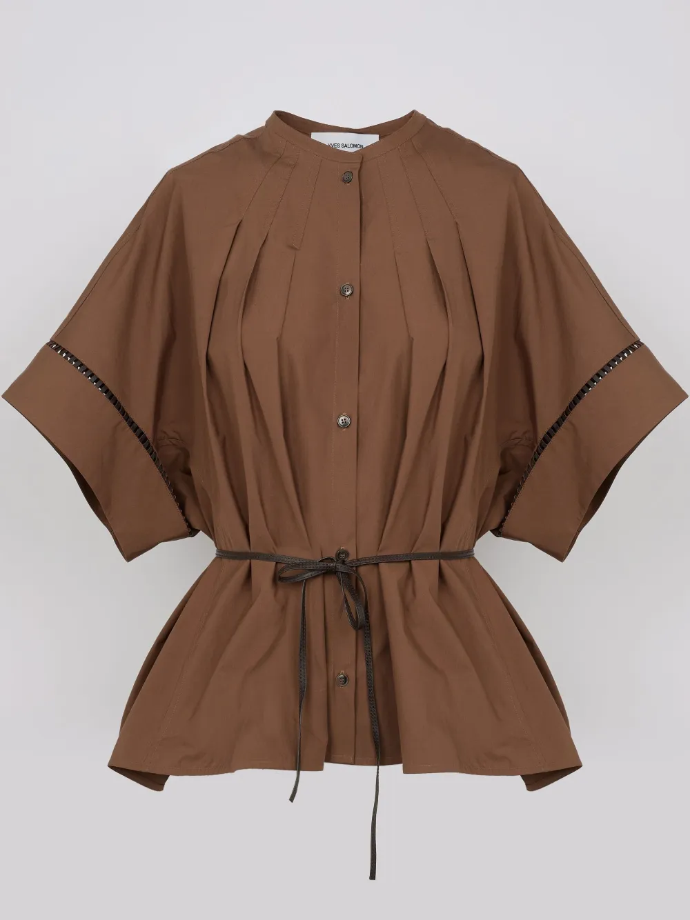 Yves Salomon Cotton Poplin Shirt In Brown