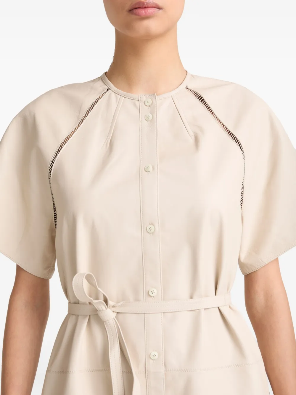 Yves Salomon Leren jurk Beige