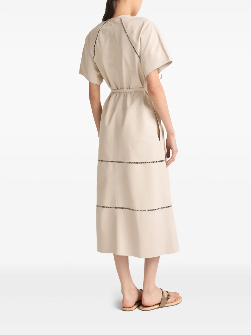 Yves Salomon Leren jurk Beige