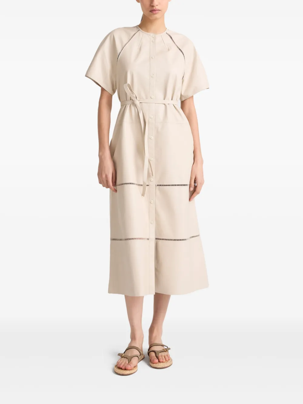Yves Salomon Leren jurk Beige