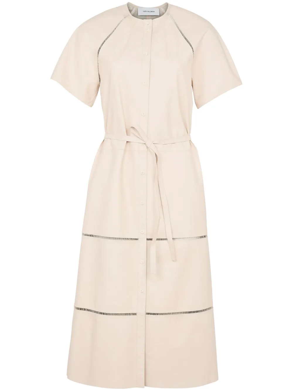 Yves Salomon Leren jurk Beige