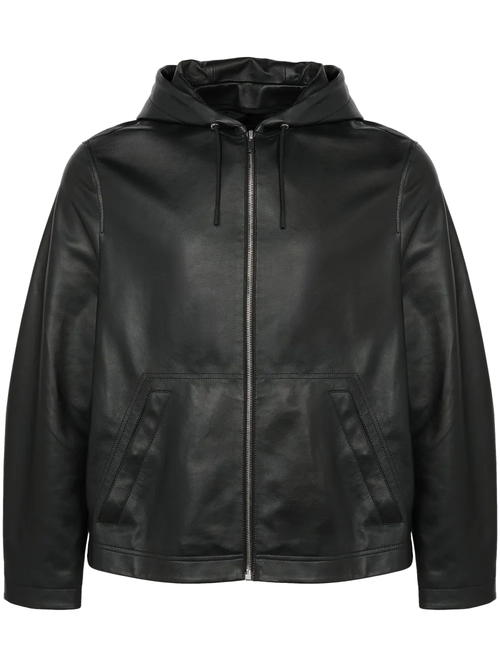Yves Salomon leather hood jacket | Black | Image 1