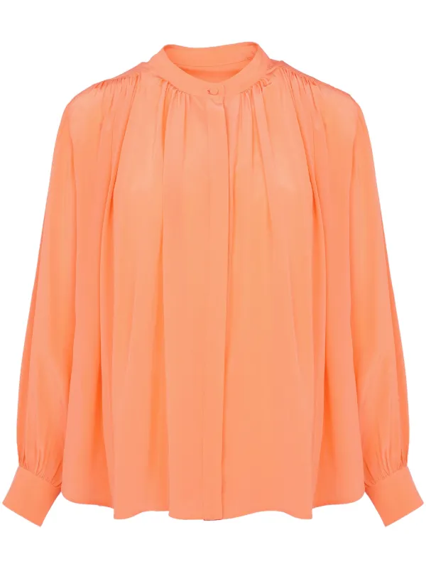 Yves Salomon Pleated Silk Shirt in Green