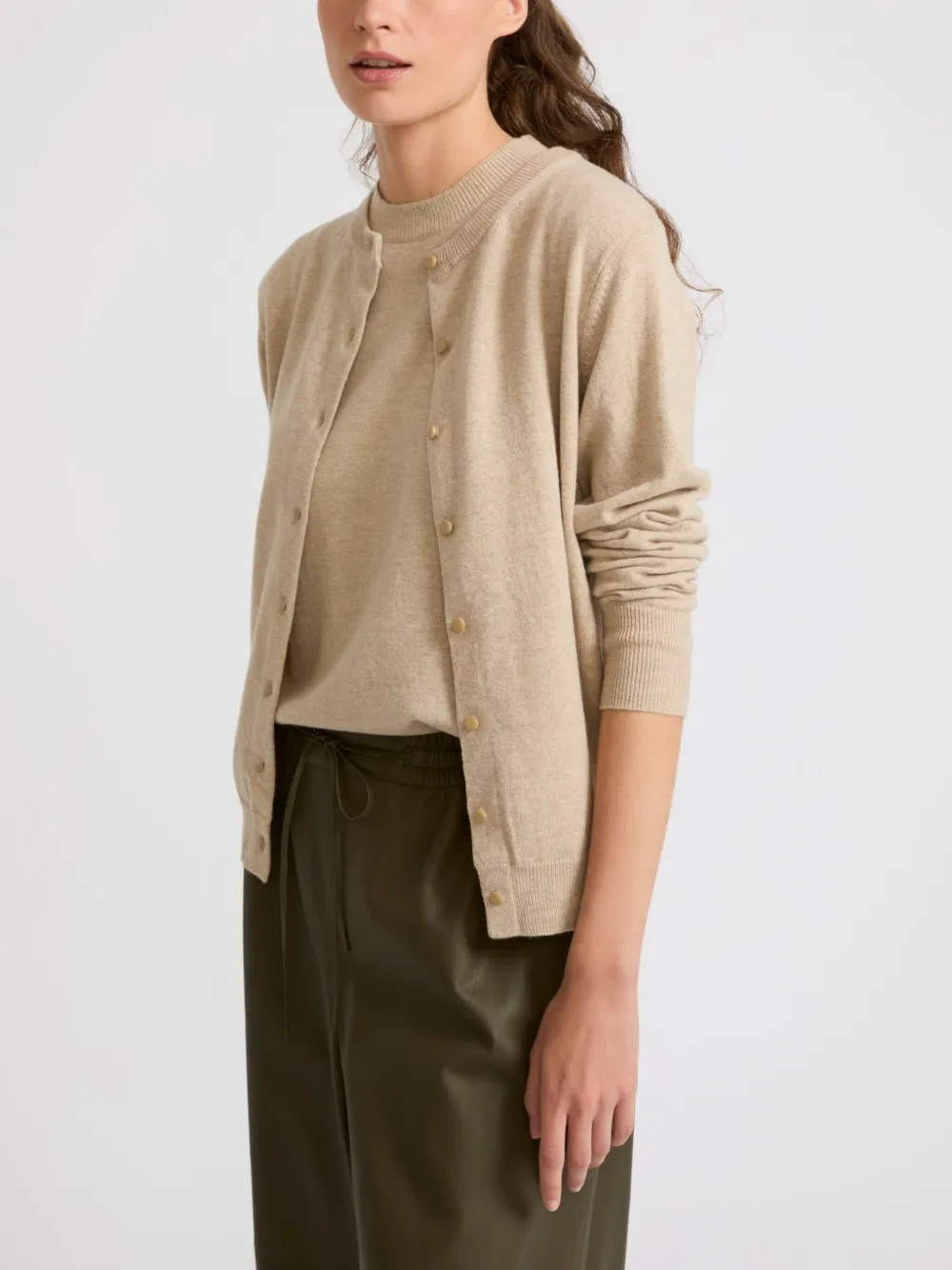 Yves Salomon Fijngeribbeld vest Beige