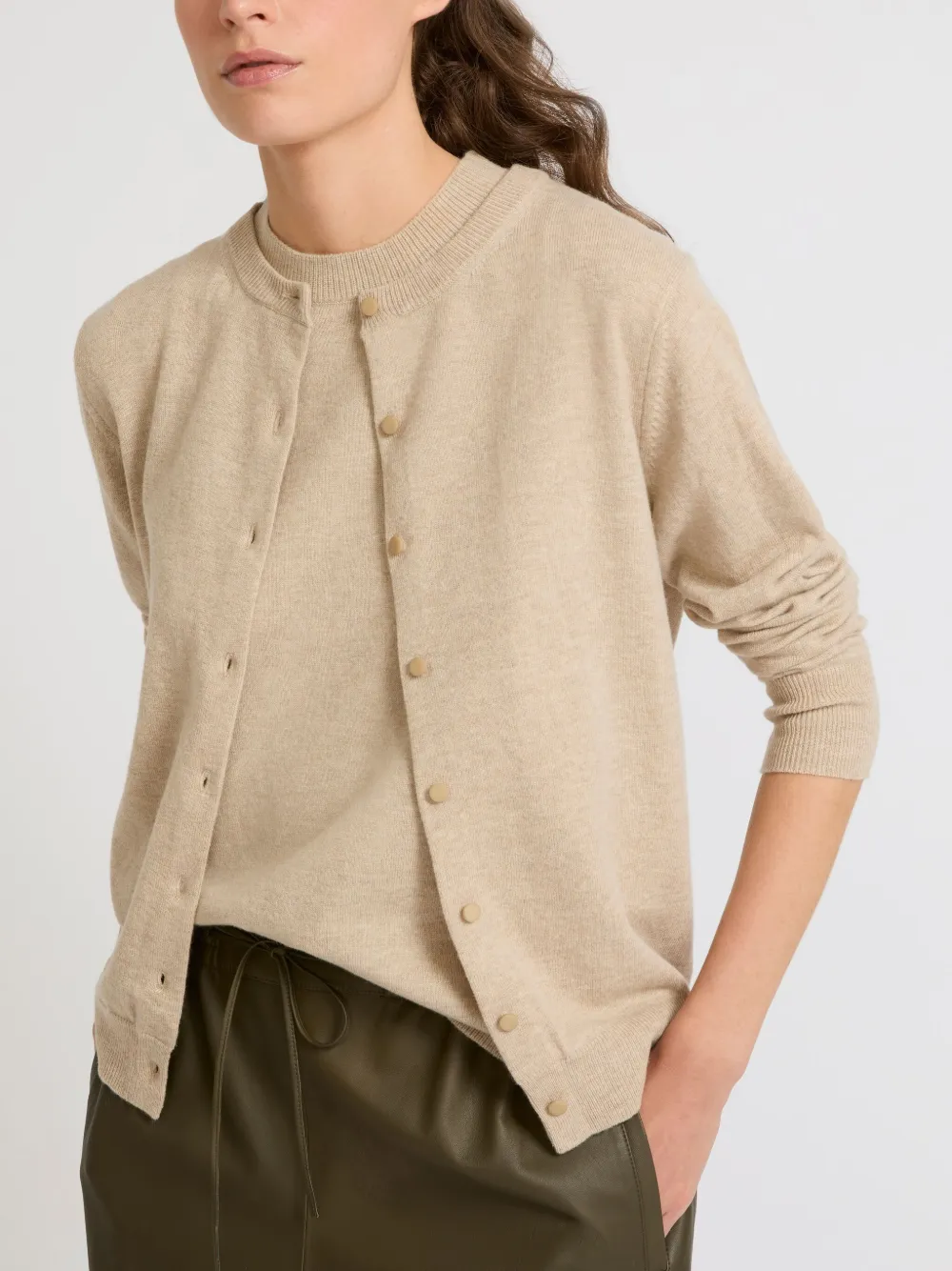 Yves Salomon Fijngeribbeld vest Beige