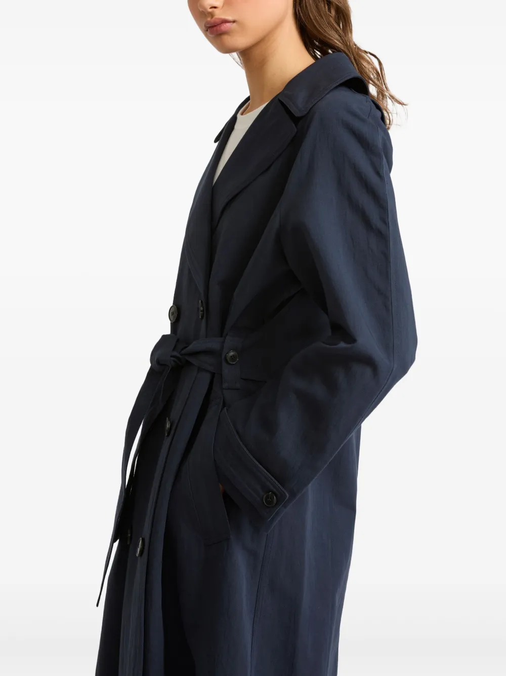 Yves Salomon Double-breasted Trenchcoat In Blue