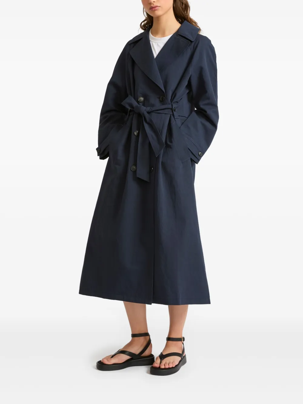 Yves Salomon Double-breasted Trenchcoat In Blue