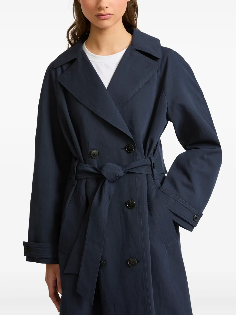 Yves Salomon Double-breasted Trenchcoat In Blue