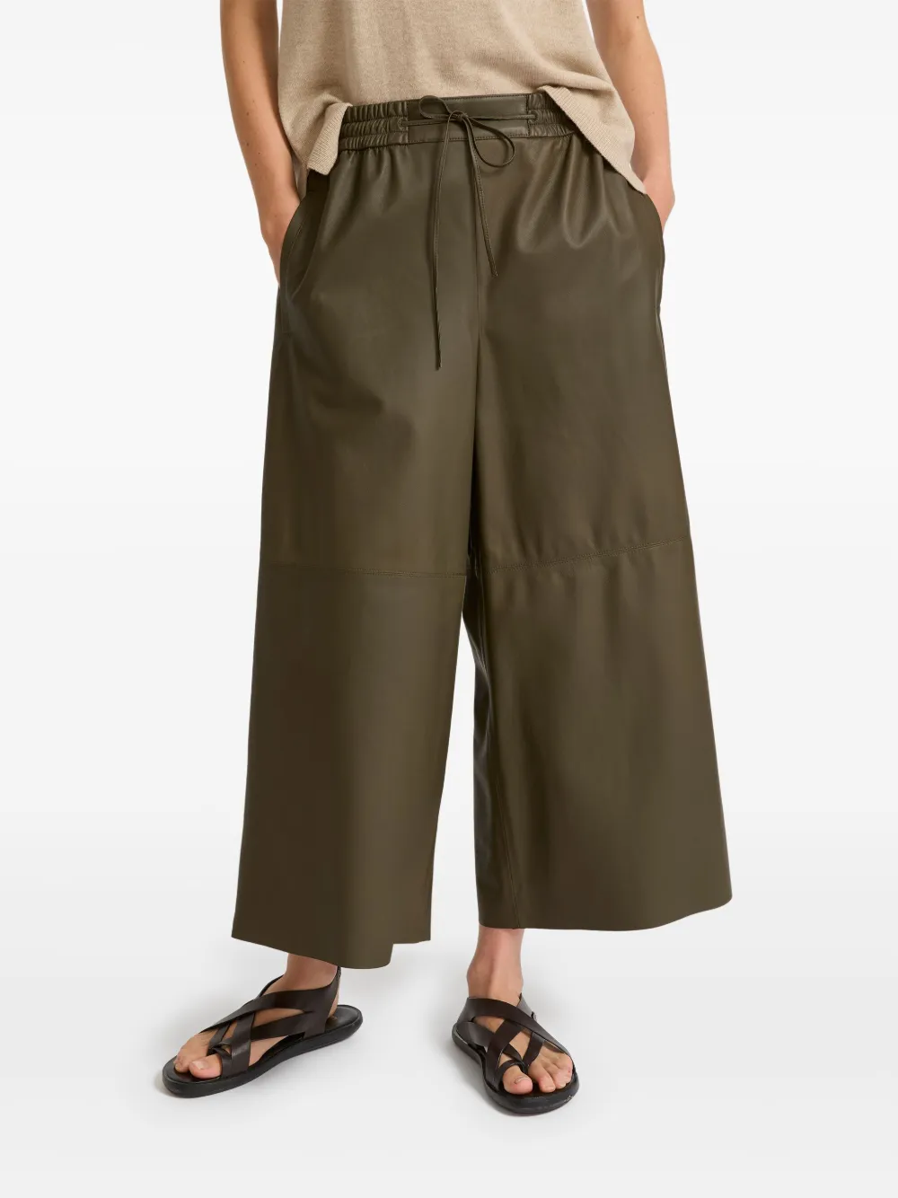 Yves Salomon Lambskin Culotte Pants In 绿色