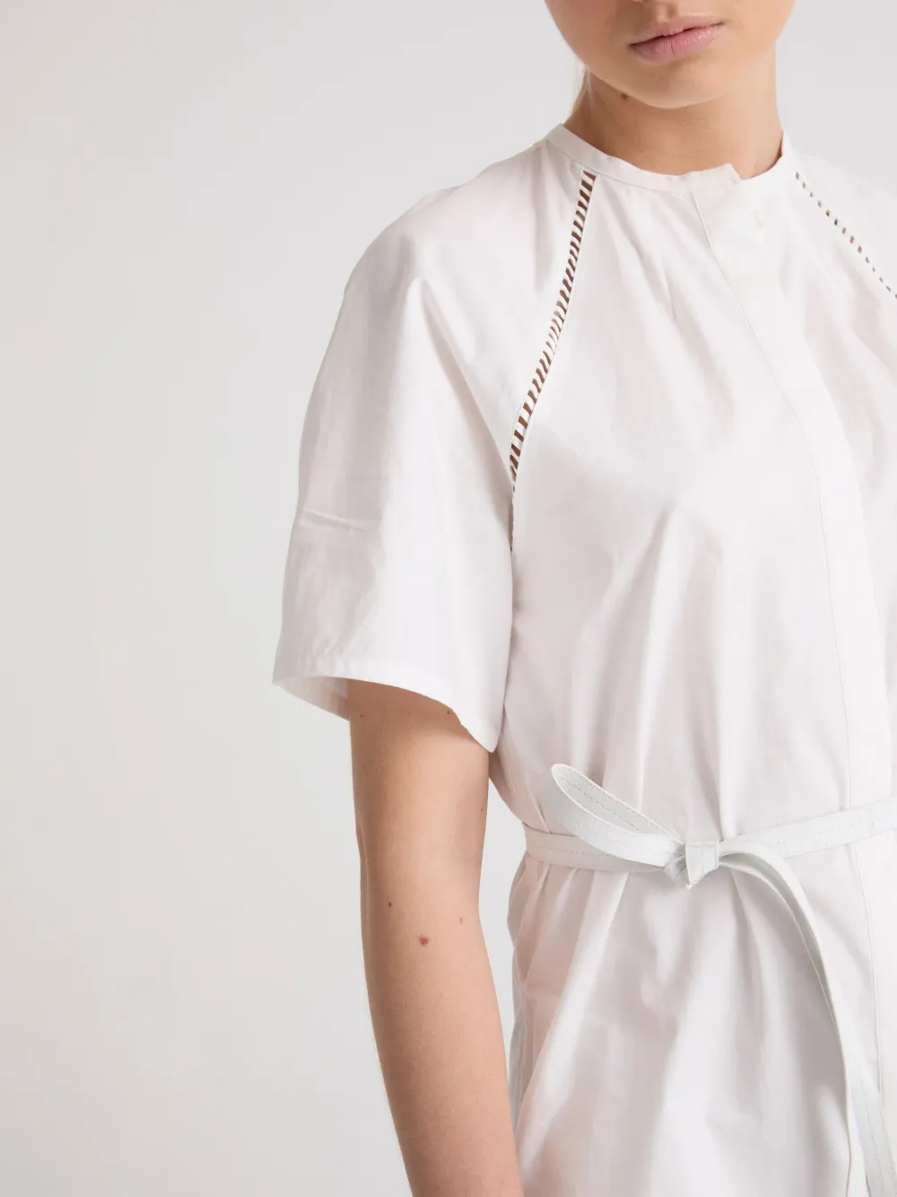 Yves Salomon Midi-jurk met ceintuur Wit