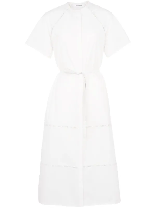 Yves Salomon Belted Midi Dress in White