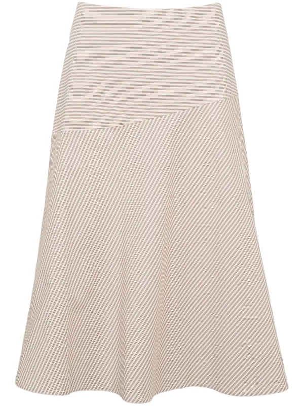 Yves Salomon Cotton A-line Skirt in Brown