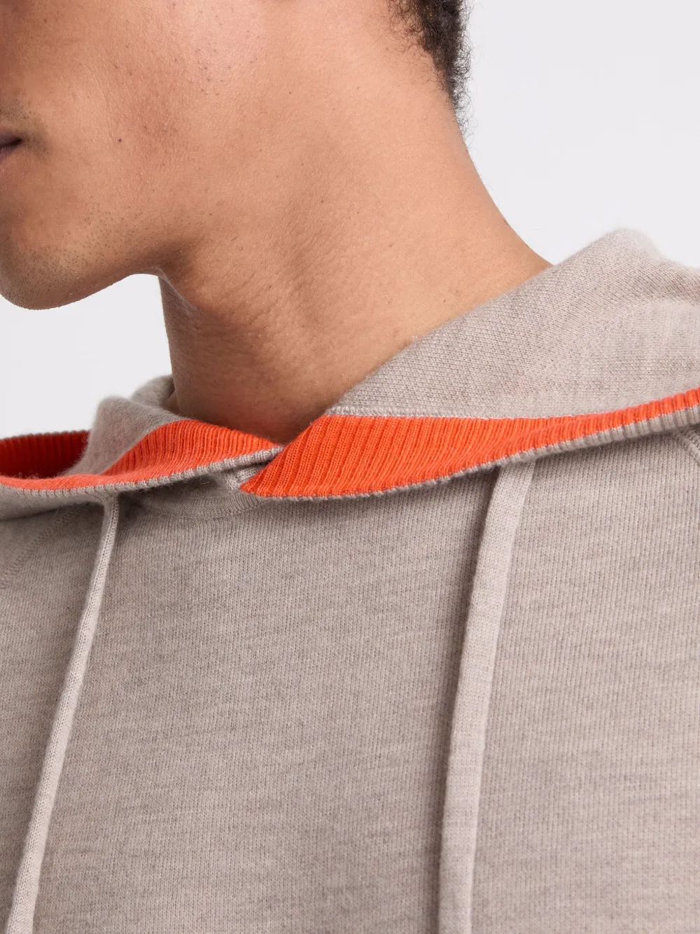 Yves Salomon Dubbelzijdige gebreide hoodie B3172 BEIGE