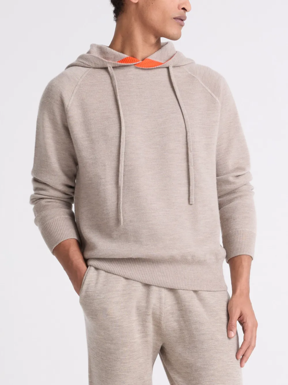 Yves Salomon Dubbelzijdige gebreide hoodie B3172 BEIGE