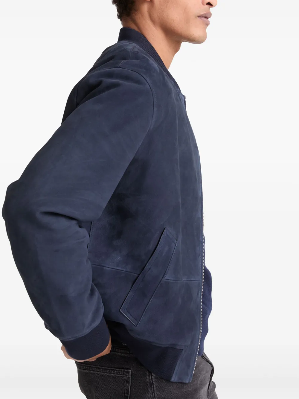 Yves Salomon Suède bomberjack Blauw