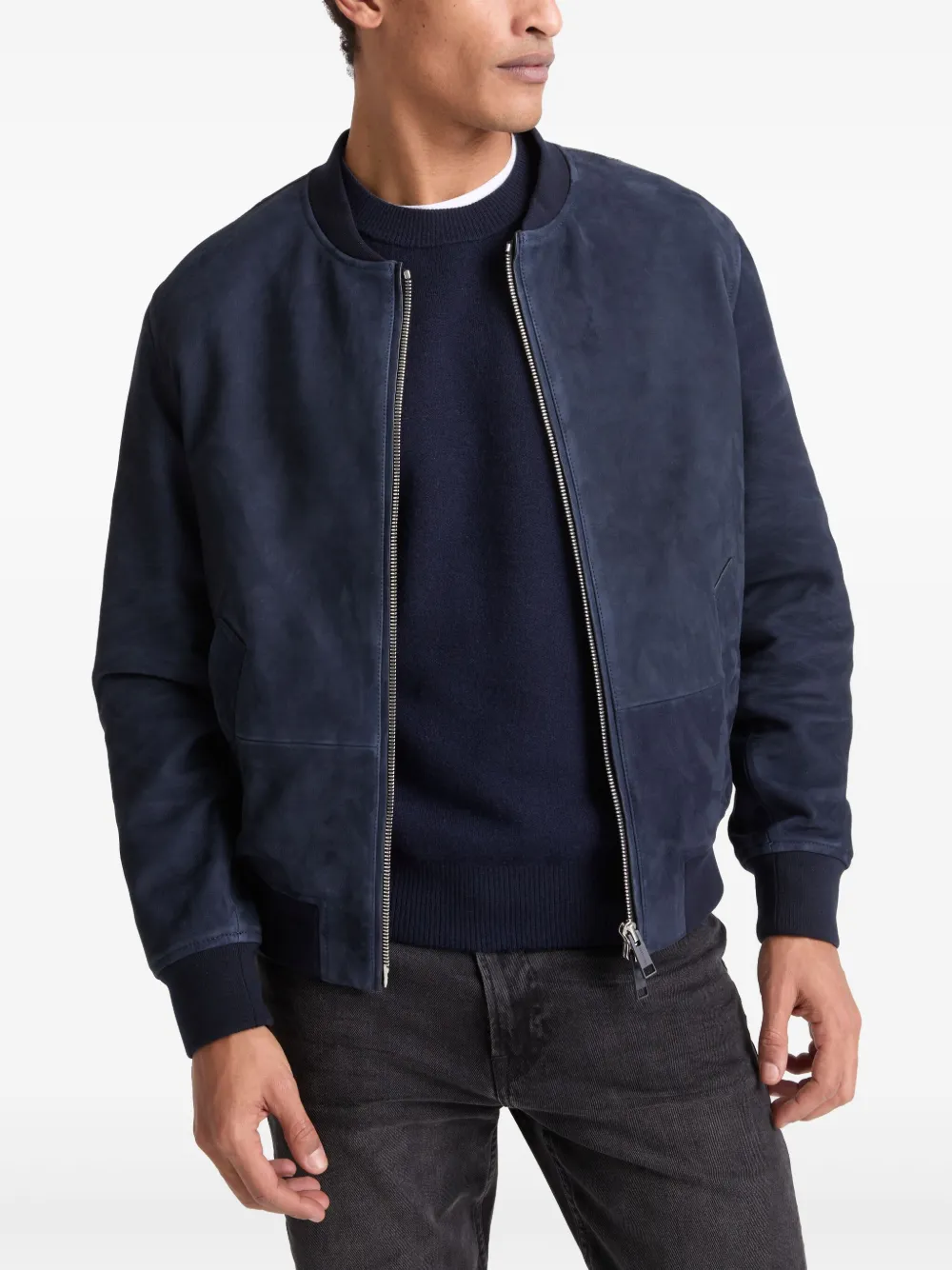 Yves Salomon Suède bomberjack Blauw