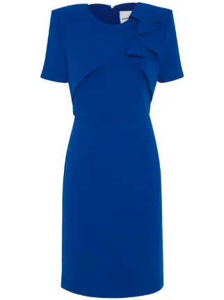 blue roland mouret dress Short Sleeve Heavy Cady Mini Dress in Blue – Roland Mouret main image 1