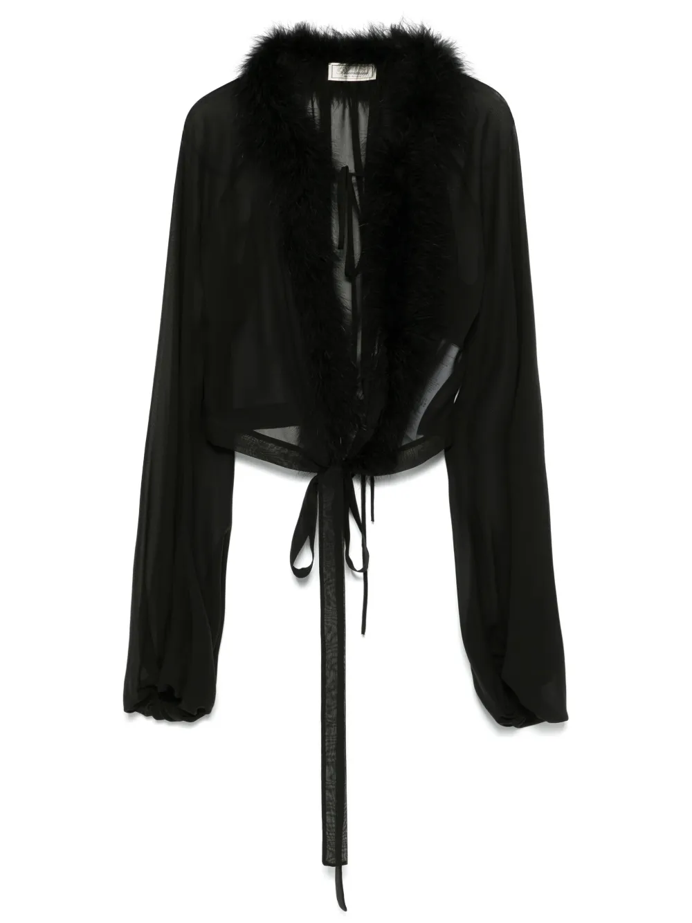Blumarine Blusa de georgette com plumas | Preto | Image 1