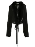Blumarine feather-trim georgette blouse - Black
