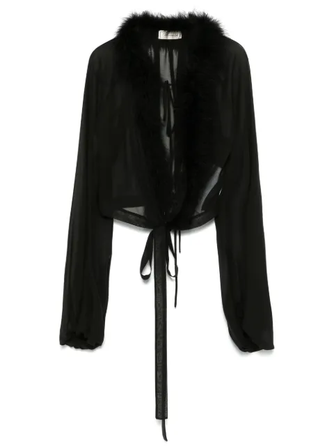 Blumarine feather-trim georgette blouse