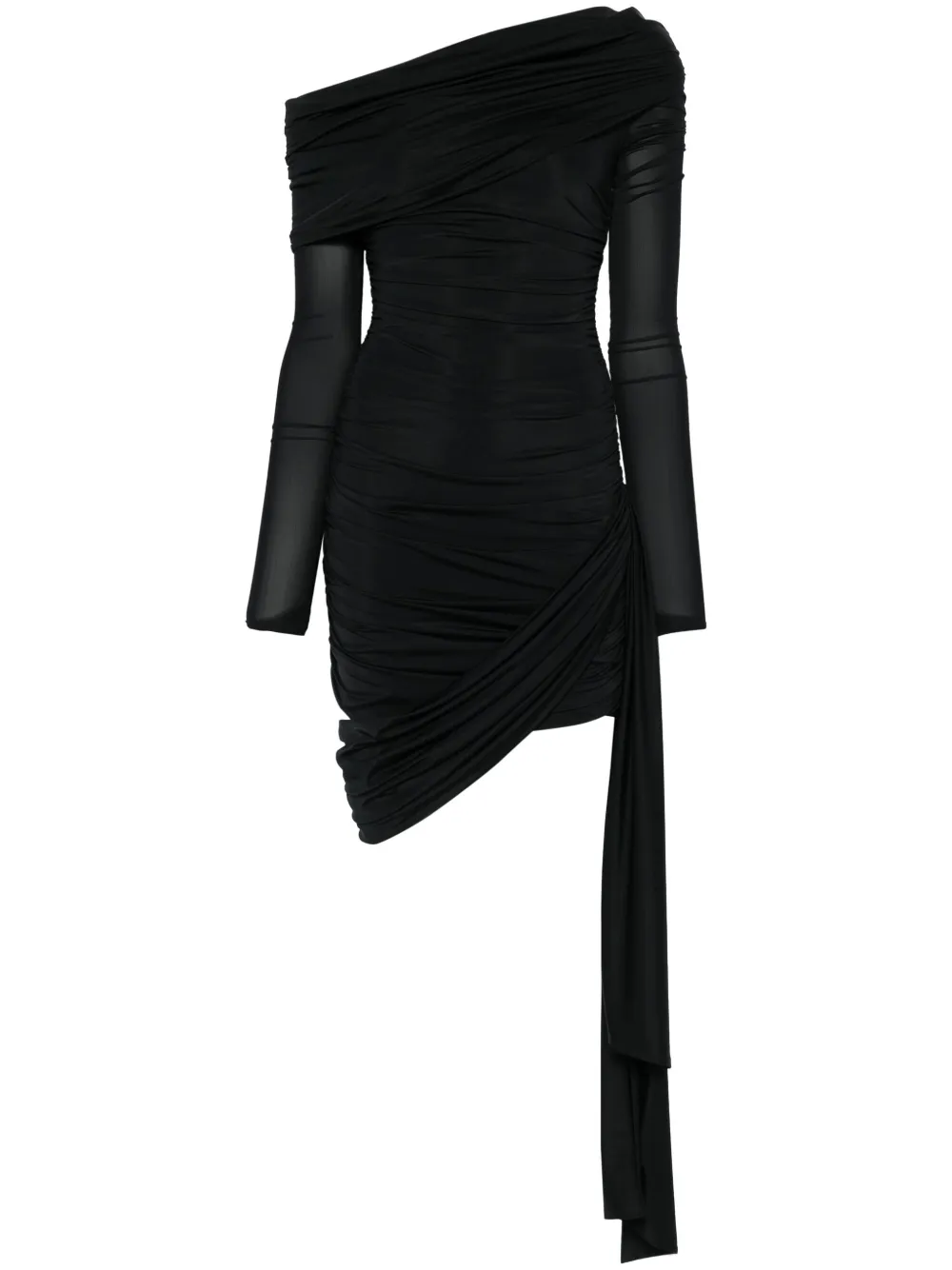 sash-detail draped mini dress