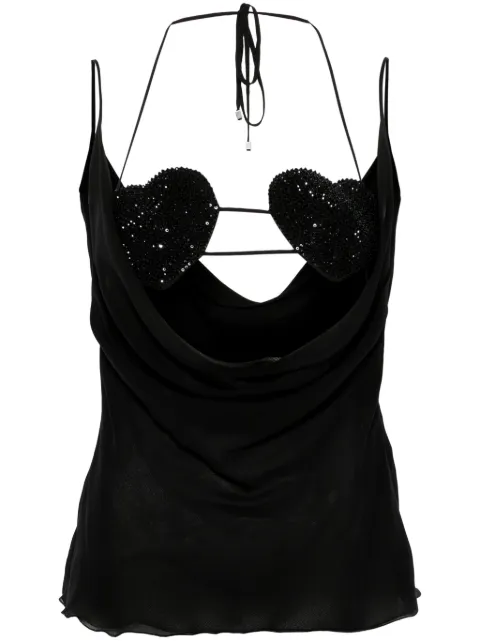 Blumarine rhinestone-embellished georgette top