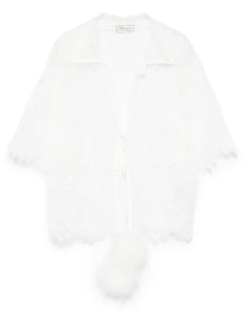 Blumarine blusa de encaje con detalle de pompones