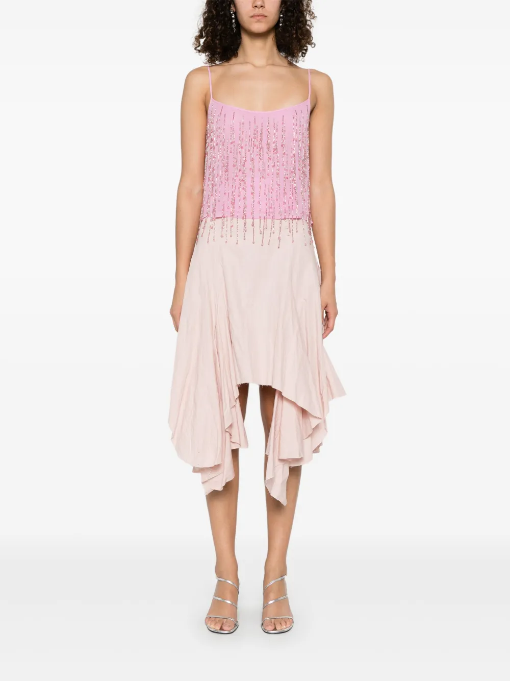 Blumarine bead-embellished georgette top - Roze