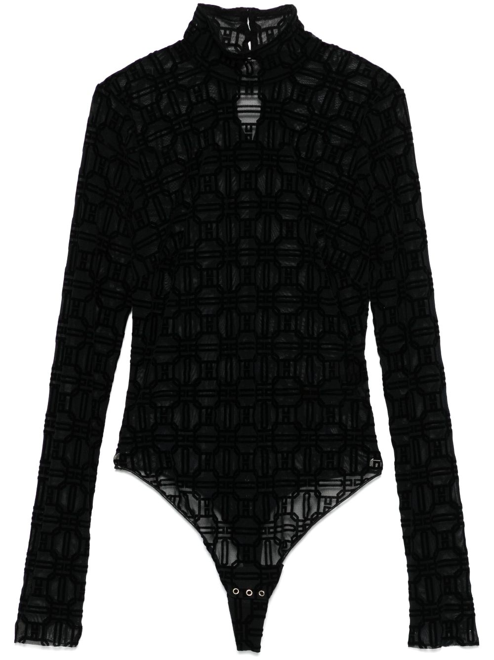 Elisabetta Franchi flocked tulle bodysuit - Black