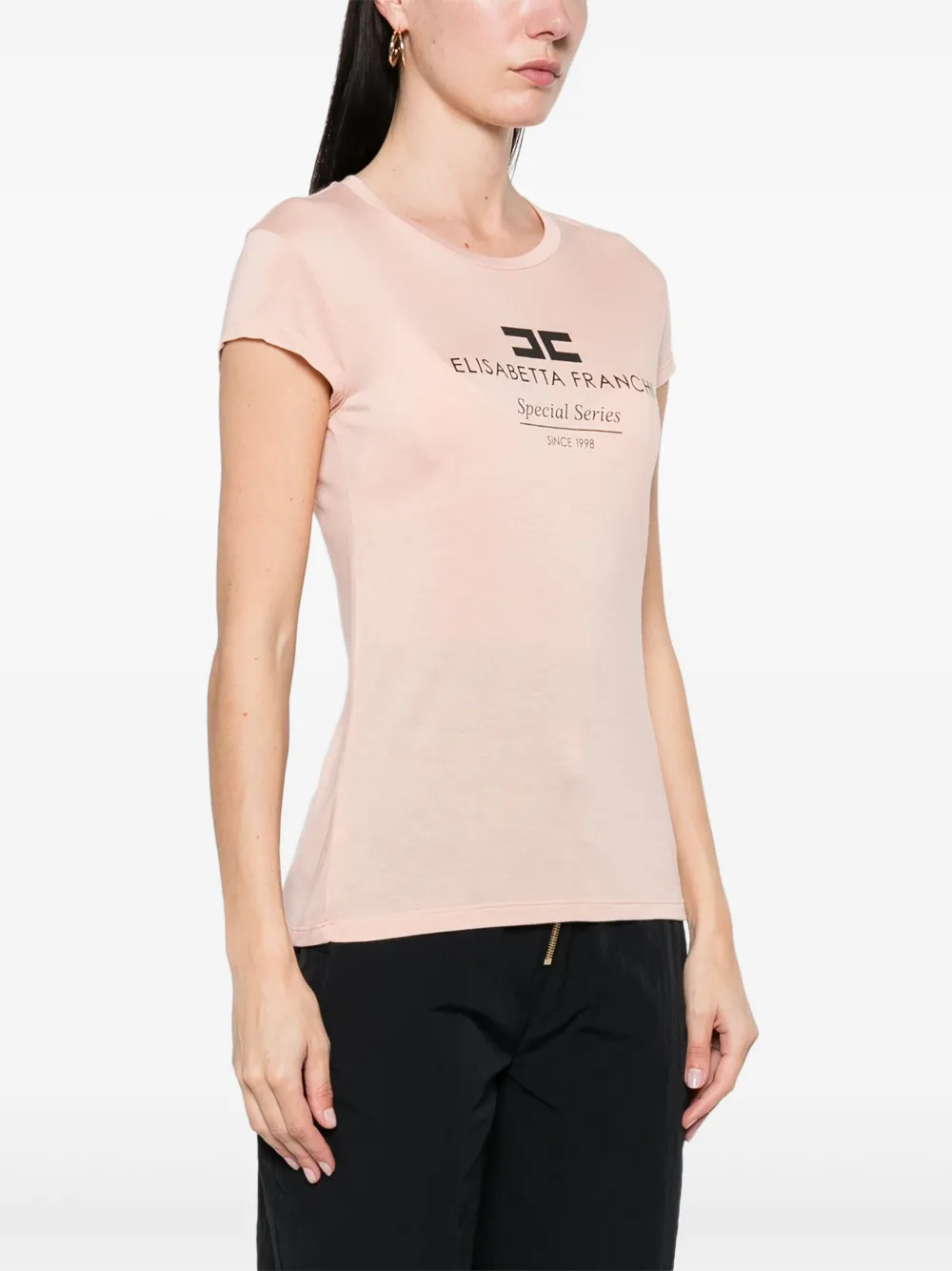 Elisabetta Franchi T-shirt met logoprint Roze