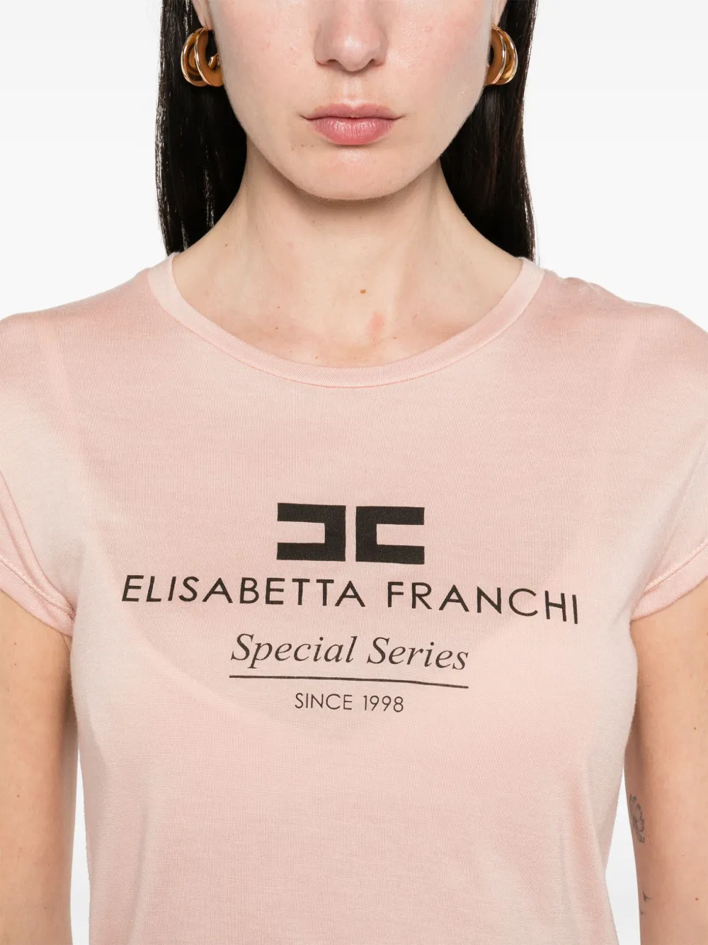 Elisabetta Franchi T-shirt met logoprint Roze
