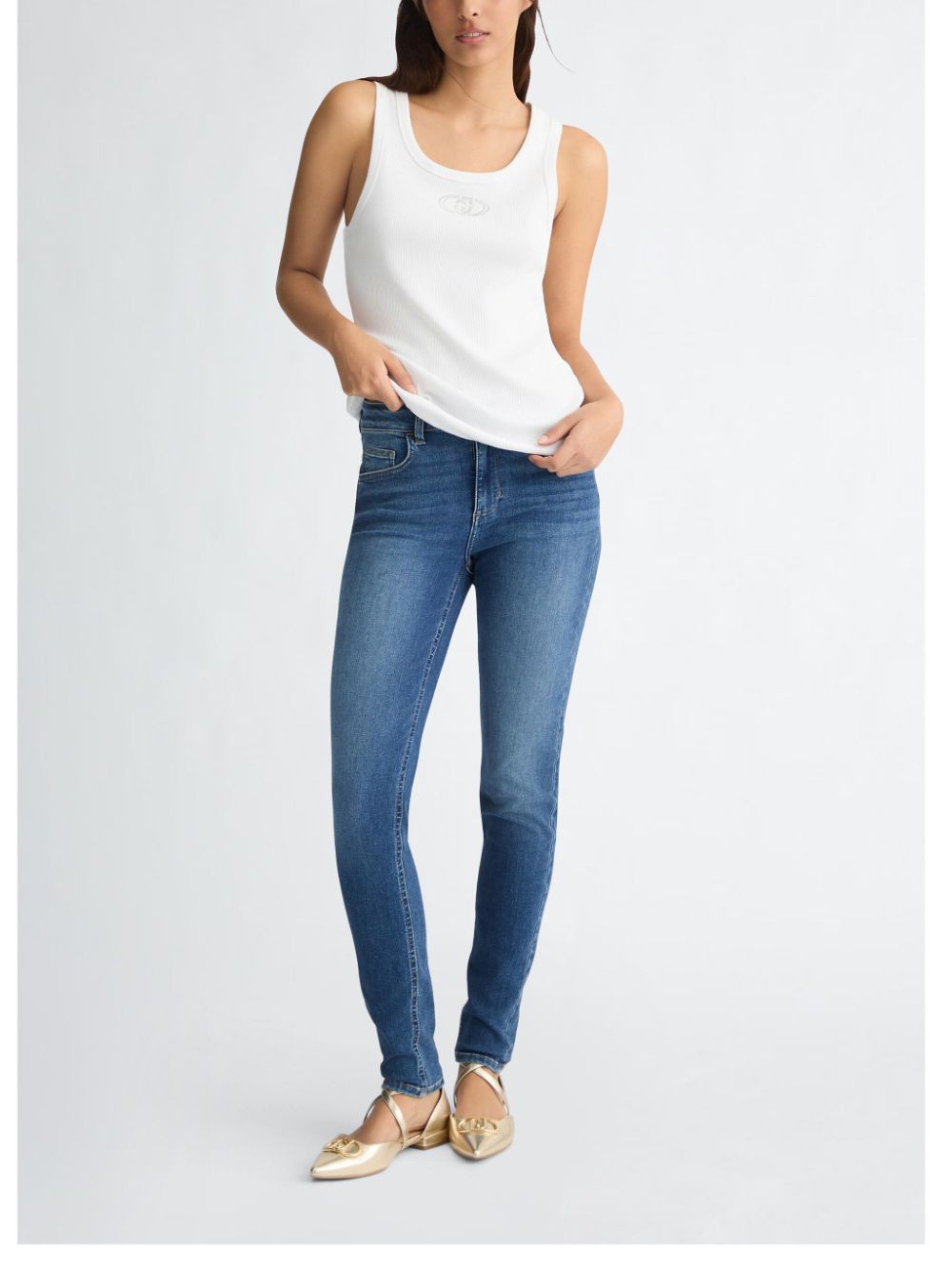 LIU JO skinny rhinestone jeans - Blauw