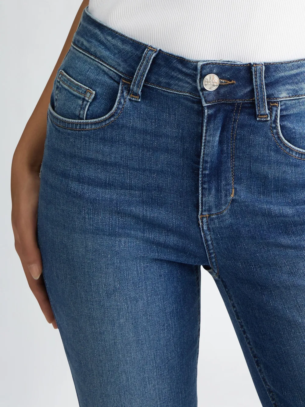 Shop Liu •jo Skinny Rhinestone Jeans In Blue