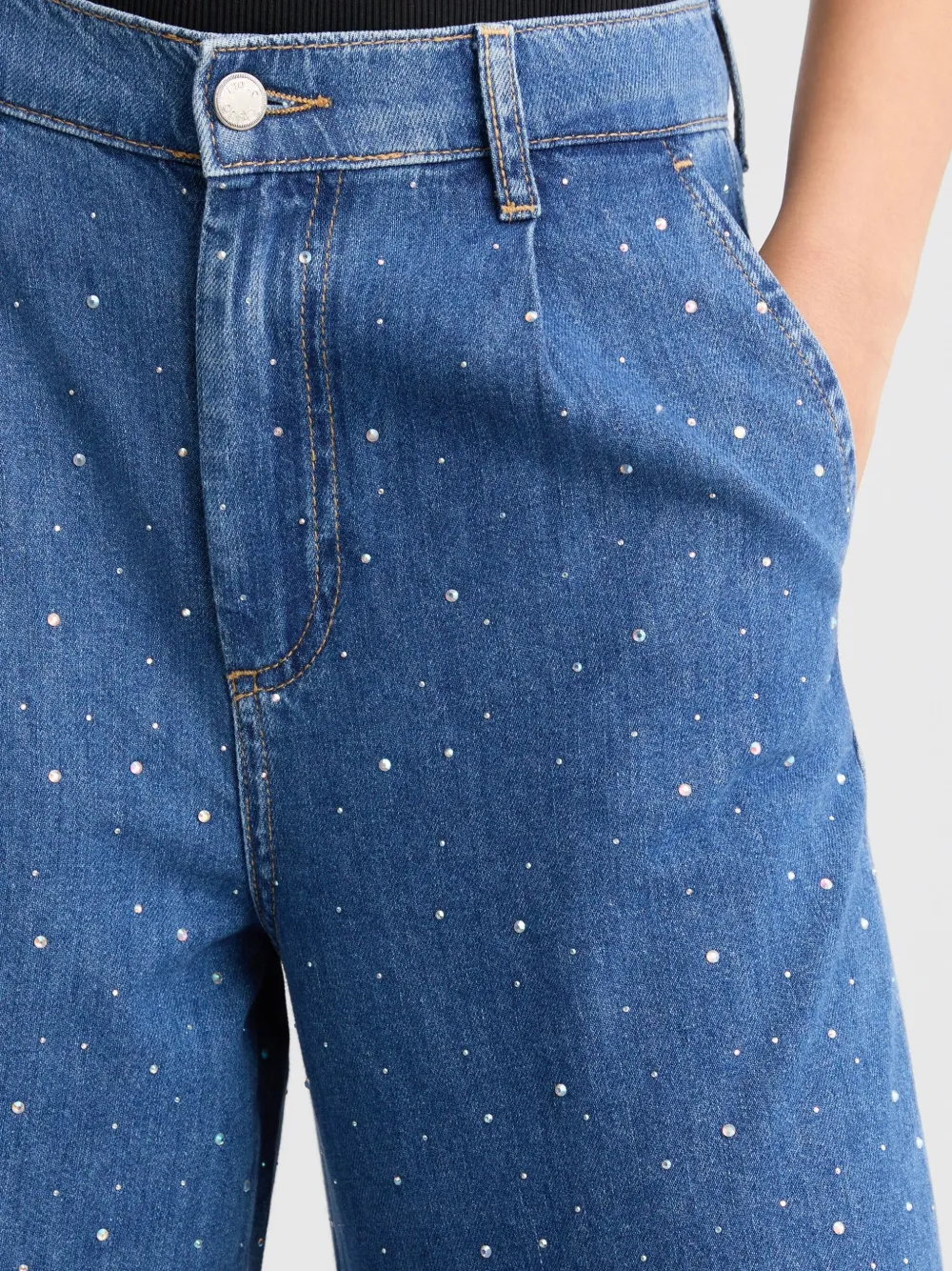 Liu •jo Flared Jeans With Rhinestones In Blue